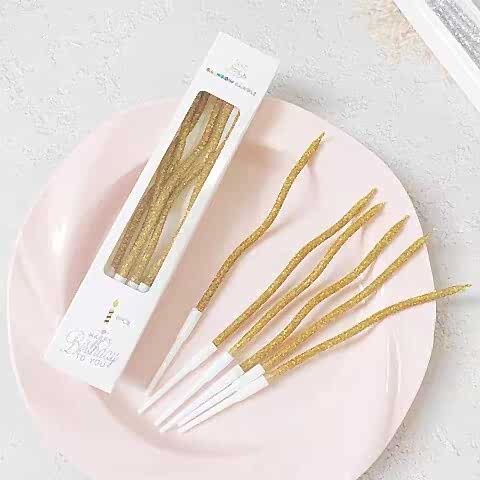 6 LI KIVRIMLI SİMLİ GOLD MUM 16CM