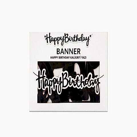 BANNER EL YAZILI HAPPY BİRTHDAY SİYAH UZAR YAZI