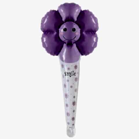 SAPLI GÜLENYÜZ PAPATYA MOR FOLYO BALON  29,5*59,5