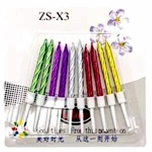 10 LU BURGULU RENKLİ MUM 7.5CM PK:14 KL:420