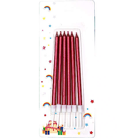 6 LI İNCE UZUN KIRMIZI MUM 13CM