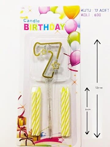 MİKA ŞEFFAF 7 RAKAM GOLD MUM 12CM PK:12 KL:600