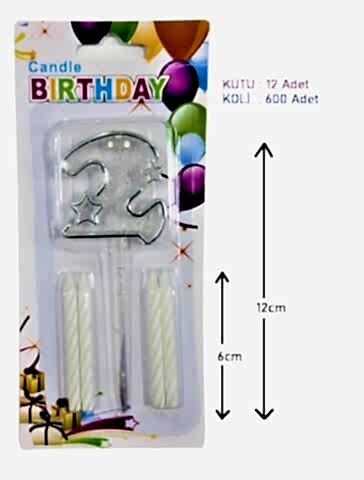 MİKA ŞEFFAF 2 RAKAM GÜMÜŞ MUM 12CM PK:12 KL:600