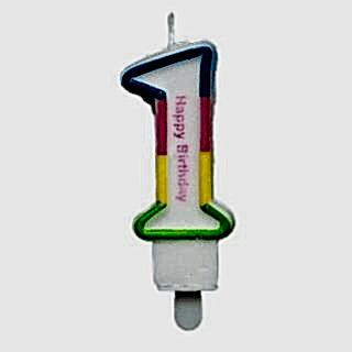 RENKLİ KLASİK 1 RAKAM MUM 7.5CM PK:12 KL:900