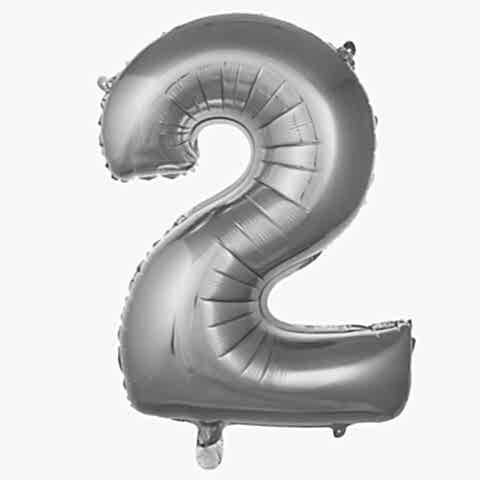 2- RAKAM 40 İNC GÜMÜŞ RENK BALON 100 CM