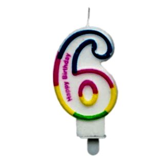 RENKLİ KLASİK 6 RAKAM MUM 7.5CM PK:12 KL:900