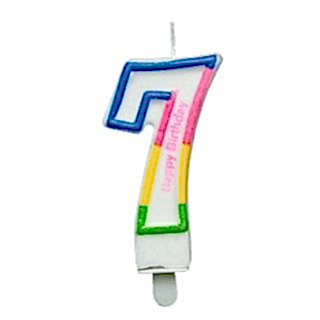 RENKLİ KLASİK 7 RAKAM MUM 7.5CM PK:12 KL:900