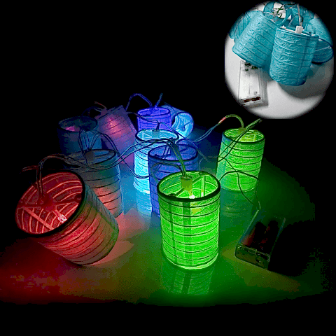 2MT 2 PİLLİ SARKIT MAVİ FENER RGB LED KAĞIT SÜS