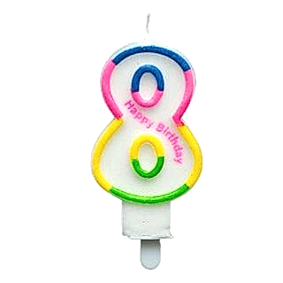 RENKLİ KLASİK 8 RAKAM MUM 7.5CM PK:12 KL:900