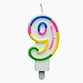 RENKLİ KLASİK 9 RAKAM MUM 7.5CM PK:12 KL:900
