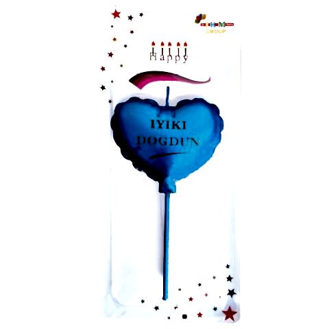 İYİKİ DOĞDUN KALP MAVİ MUM PK:12 KL:480