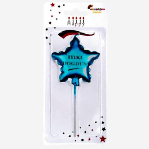 İYİKİ DOĞDUN YILDIZ MAVİ MUM PK:12 KL:480