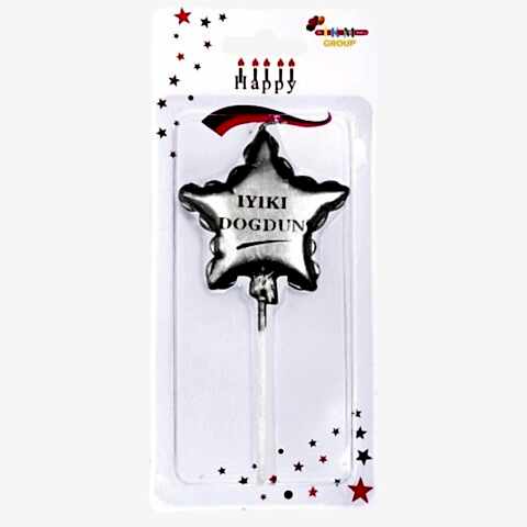 İYİKİ DOĞDUN YILDIZ GÜMÜŞ MUM PK:12 KL:480