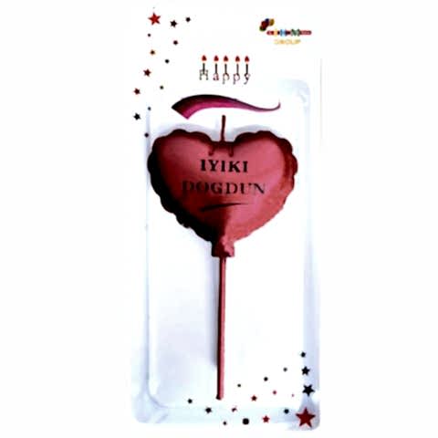 İYİKİ DOĞDUN KALP KIRMIZI MUM PK:12 KL:480