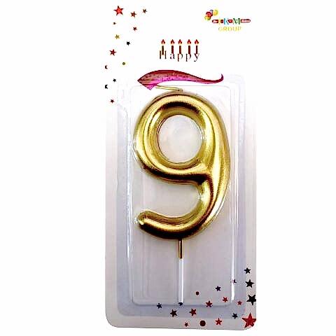 BÜYÜK BOY 9 RAKAM GOLD  MUM 13cm PK:24 KL:600