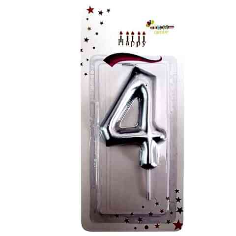BÜYÜK BOY 4 RAKAM GÜMÜŞ  MUM 13cm PK:24 KL:600