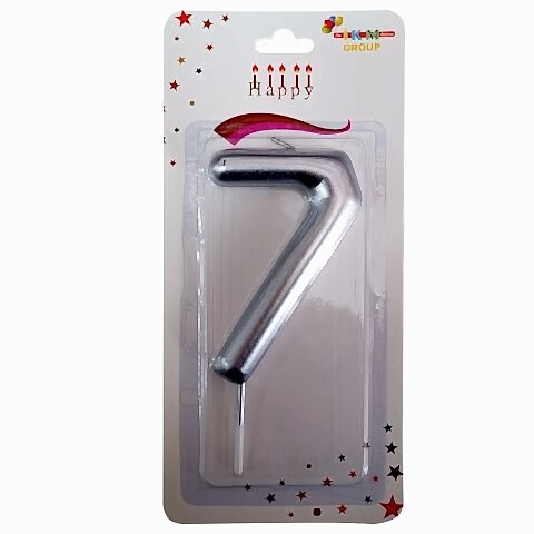 BÜYÜK BOY 7 RAKAM GÜMÜŞ  MUM 13cm PK:24 KL:600