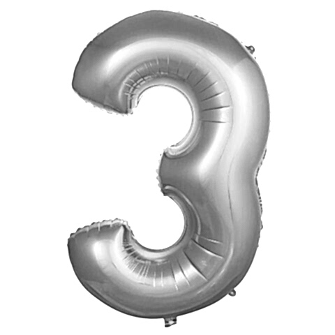 3- RAKAM 34 İNC GÜMÜŞ RENK BALON 76 CM