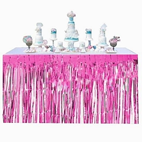 İTHAL METALİZE PEMBE MASA ETEĞİ 70*300cm