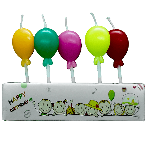 5 Lİ RENKLİ BALONLU MUM PK:12