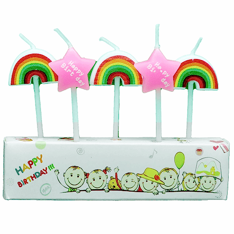 5 Lİ GÖKKUŞAĞI YILDIZ MUM  PK:12