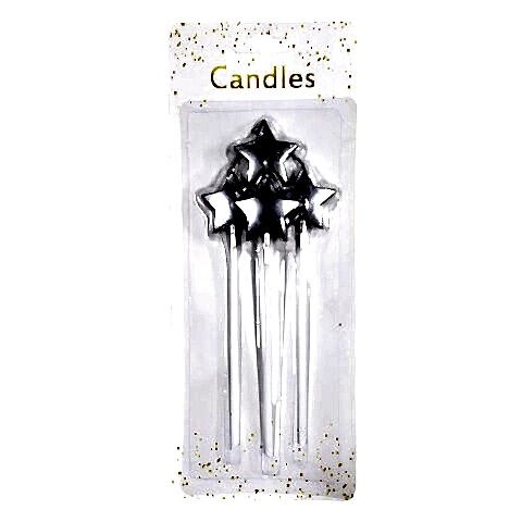 4 LÜ ÇUBUKLU YILDIZ GÜMÜŞ  MUM 13.5CM PK:24