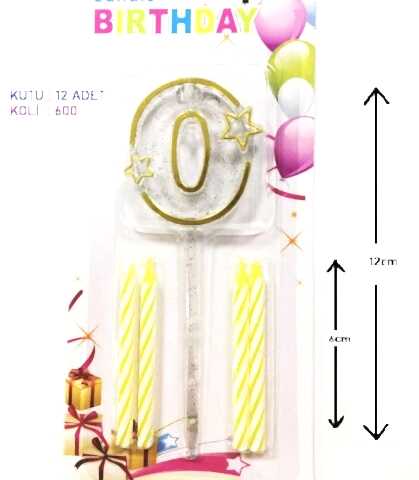 MİKA ŞEFFAF 0 RAKAM GOLD MUM 12CM PK:12 KL:600