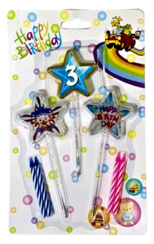 3D GÖRÜNÜMLÜ MUM 3 YAŞ YILDIZ MODELİ MAVİ 12.5CM PK:12