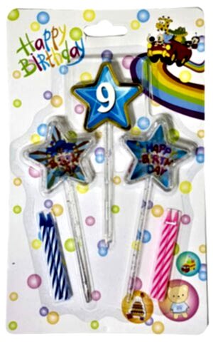 3D GÖRÜNÜMLÜ MUM 9 YAŞ YILDIZ MODELİ MAVİ 12.5CM PK:12