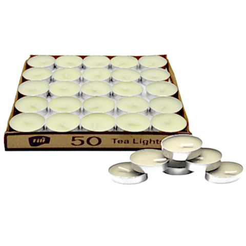 50 Lİ TEALİGT YUVARLAK BEYAZ MUM KL:40