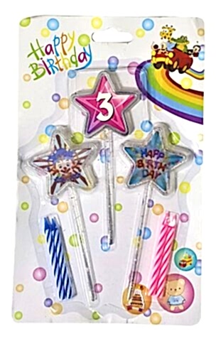 3D GÖRÜNÜMLÜ MUM 3 YAŞ YILDIZ MODELİ PEMBE 12.5CM PK:12