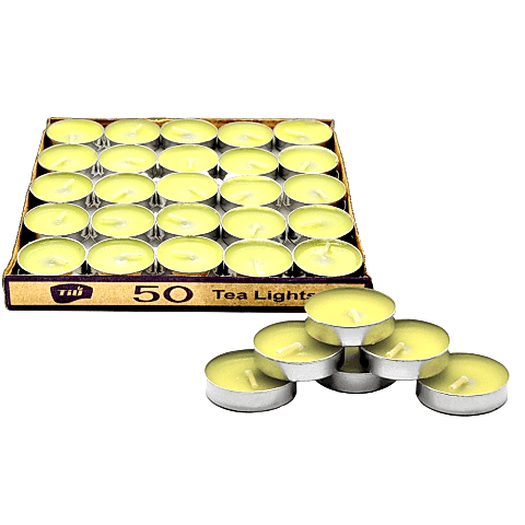 50 Lİ TEALİGT YUVARLAK SARI MUM KL:40