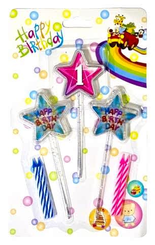 3D GÖRÜNÜMLÜ MUM 1 YAŞ YILDIZ MODELİ PEMBE 12.5CM PK:12