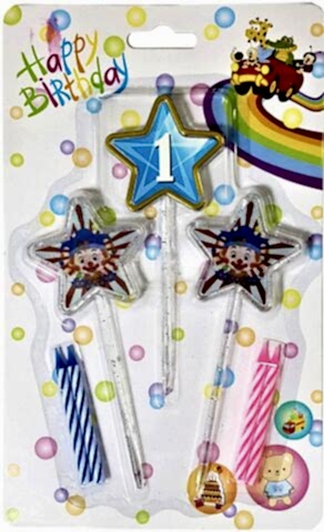 3D GÖRÜNÜMLÜ MUM 1 YAŞ YILDIZ MODELİ MAVİ 12.5CM PK:12