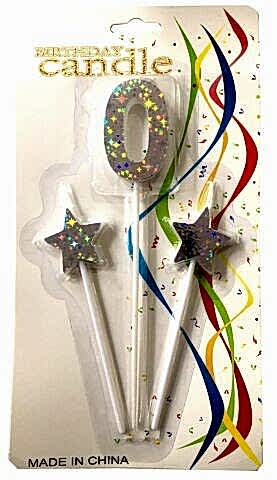 ÇUBUKLU YILDIZLI 0 RAKAM GÜMÜŞ  MUM PK:12