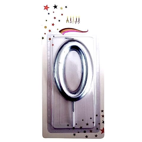 BÜYÜK BOY 0 RAKAM GÜMÜŞ  MUM 13cm PK:24 KL:600