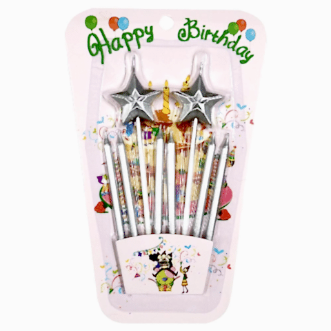 2 Lİ ÇUBUKLU YILDIZ GÜMÜŞ MUM PK:12 KL:360