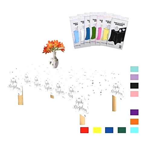 PLASTİK İYİKİ DOĞDUN BASKILI BEYAZ ÜSTÜ GÜMÜŞ MASA ÖRTÜSÜ 120*180cm