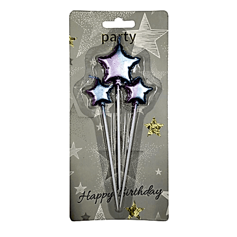 3 LÜ ÇUBUKLU GÖKKUŞAĞI YILDIZ FİGÜRLÜ MUM