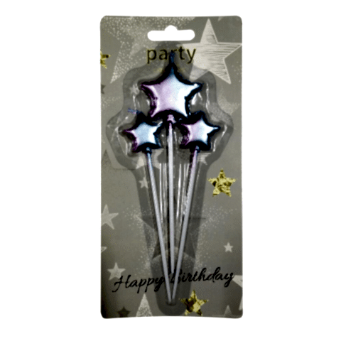 3 LÜ ÇUBUKLU GÖKKUŞAĞI YILDIZ FİGÜRLÜ MUM