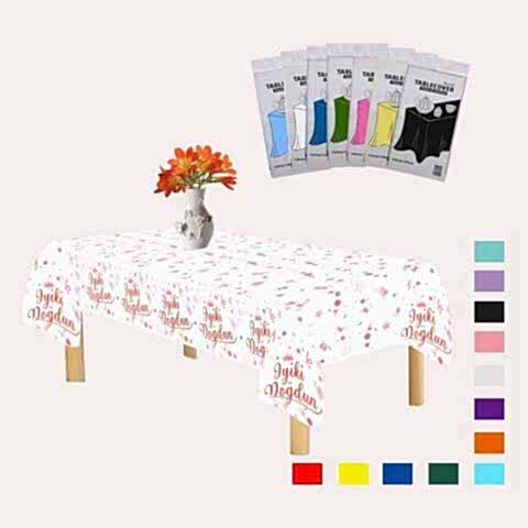 PLASTİK İYİKİ DOĞDUN BASKILI BEYAZ ÜSTÜ GOLD MASA ÖRTÜSÜ 120*180cm