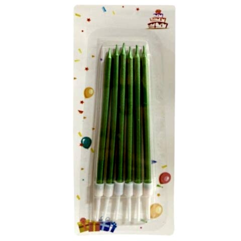 6 LI İNCE UZUN YEŞİL MUM 13CM