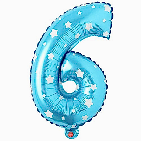 6- RAKAM 16 İNC MAVİ RENK BALON 36 CM