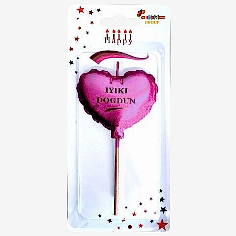 İYİKİ DOĞDUN KALP PEMBE MUM PK:12 KL:480