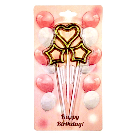 3 LÜ ÇUBUKLU ORTASI BOŞ 1 KALP 2 YILDIZ GOLD MUM