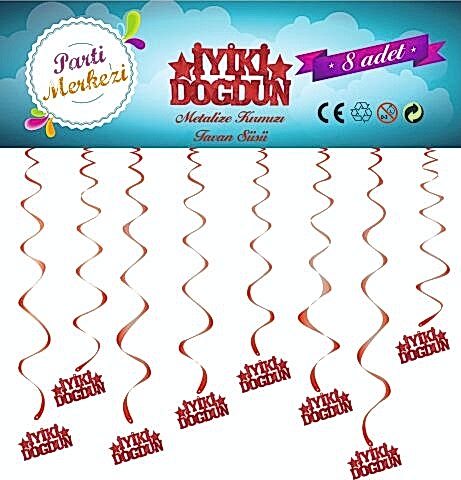 METALİZE KIRMIZI İYİKİ DOĞDUN TAVAN SÜSÜ