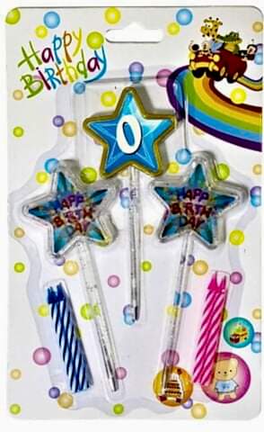 3D GÖRÜNÜMLÜ  MUM 0 YAŞ YILDIZ MODELİ MAVİ 12.5CM PK:12