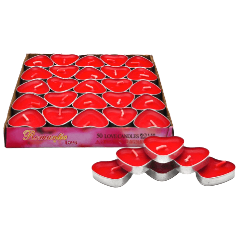 50 Lİ TEALİGT KIRMIZI KALP MUM KL:40