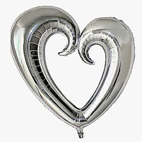 ORTASI BOŞ KALP GÜMÜŞ FOLYO BALON 100 CM