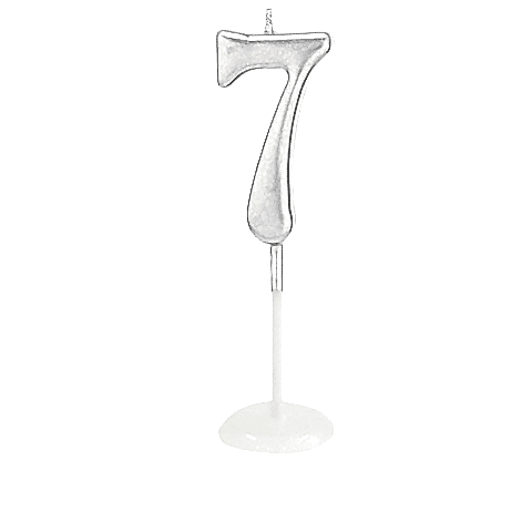 KÜÇÜK BOY 7 RAKAM GÜMÜŞ MUM 8CM PK:100 KL:1000